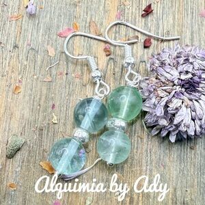 Alquimia Translucent Green fluorite and Silver Earrings